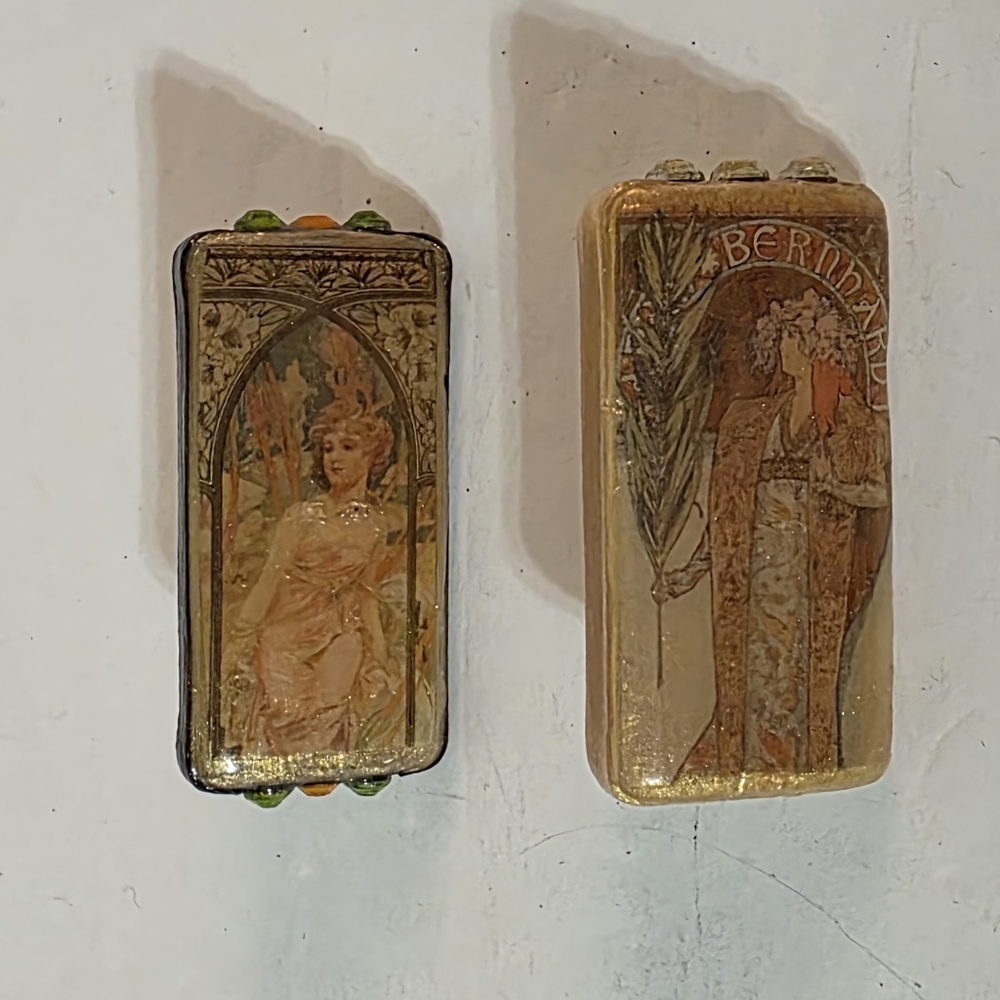 Hand Crafted Art Nouveau Brooch Pins Set Of 2